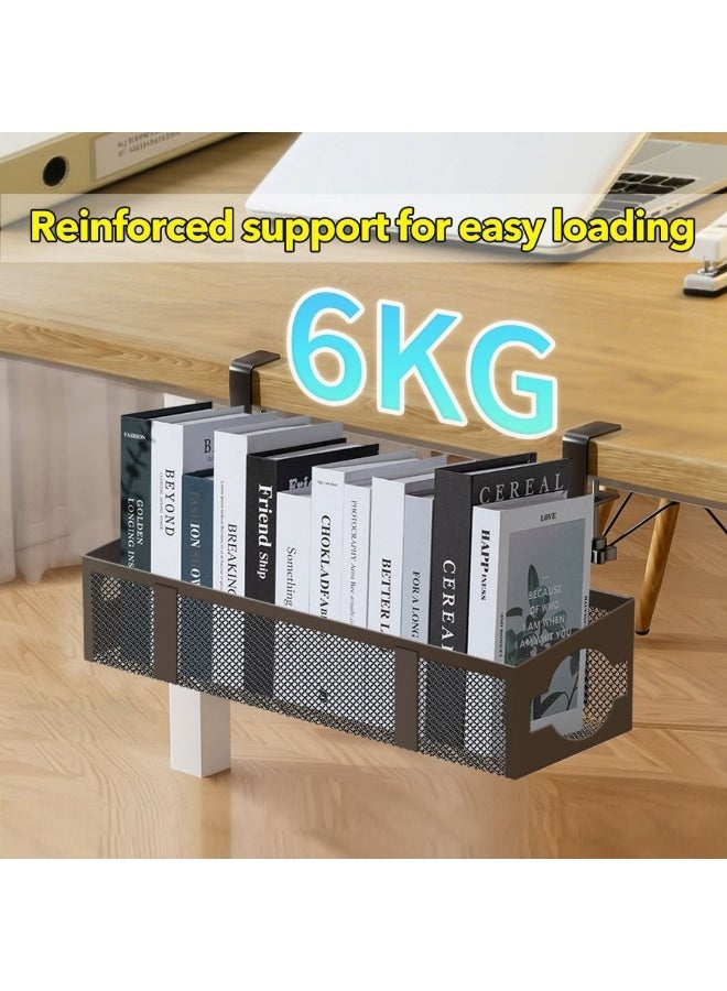 Under Desk Cable Management Tray, Hanging Mesh Wire Organizer Rack for Office & Home Desk, No-Drill Easy Install Under Table Storage Shelf - Image 5